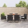 Ensemble à manger de jardin coussins 7pcs Noir Résine tressée 648907648907
