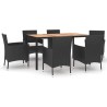 Ensemble à manger de jardin coussins 7pcs Noir Résine tressée 648907648907