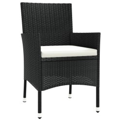 Ensemble à manger de jardin coussins 7pcs Noir Résine tressée 648907648907