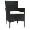 Ensemble à manger de jardin coussins 7pcs Noir Résine tressée 648907648907