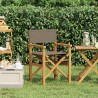 Chaise de directeur Marron et taupe Bois de teck massif 648941648941