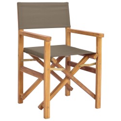Chaise de directeur Marron et taupe Bois de teck massif 648941648941