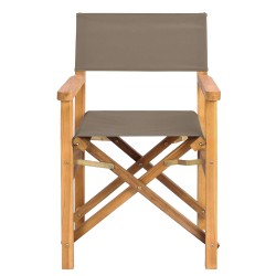 Chaise de directeur Marron et taupe Bois de teck massif 648941648941