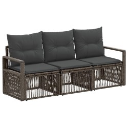 Ensemble de canapé de jardin 3 pcs Gris polyrotin 648944648944
