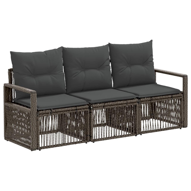 Ensemble de canapé de jardin 3 pcs Gris polyrotin 648944648944