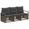 Ensemble de canapé de jardin 3 pcs Gris polyrotin 648944648944