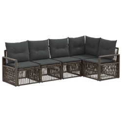 Ensemble de canapé de jardin 5 pcs Gris polyrotin 648947648947