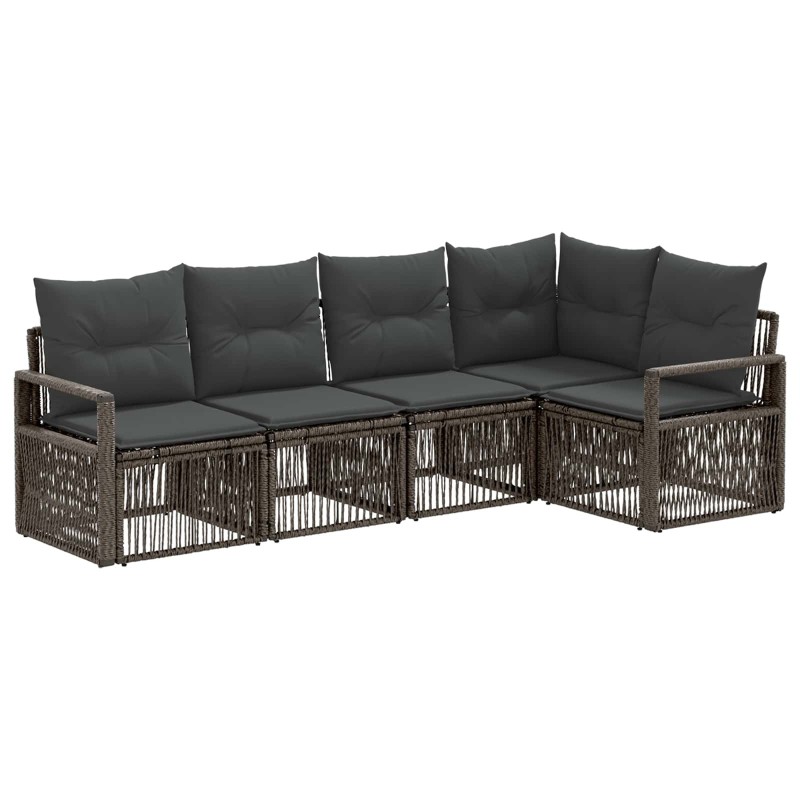 Ensemble de canapé de jardin 5 pcs Gris polyrotin 648947648947