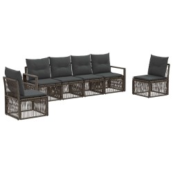 Ensemble de canapé de jardin 6 pcs Gris polyrotin 648955648955