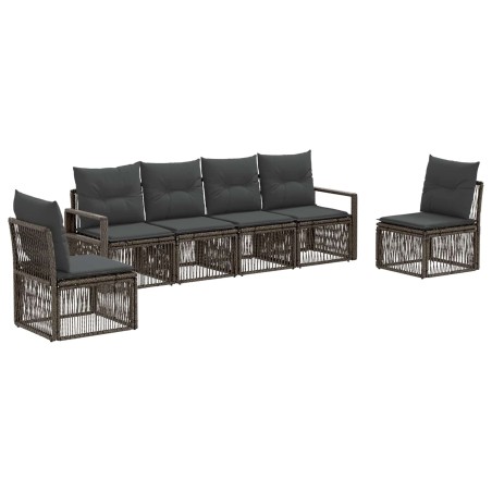Ensemble de canapé de jardin 6 pcs Gris polyrotin 648955648955