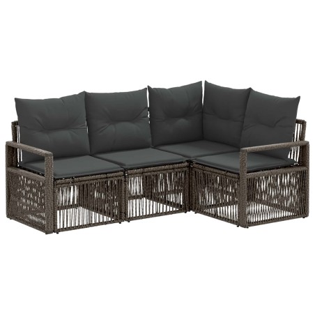 Ensemble de canapé de jardin 4 pcs Gris polyrotin 648956648956