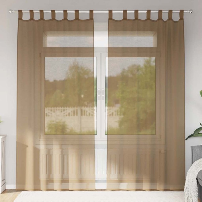 Voilages à œillets 2 pcs marron clair 140 x 245 cm 648957648957