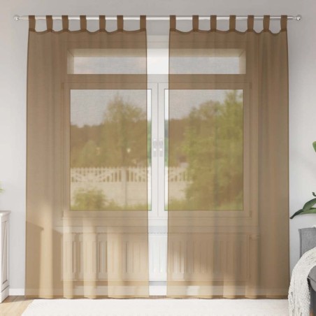 Voilages à œillets 2 pcs marron clair 140 x 245 cm 648957648957