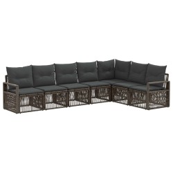 Ensemble de canapé de jardin 7 pcs Gris polyrotin 648963648963