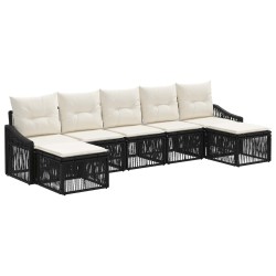 Ensemble de canapé de jardin 7 pcs Noir polyrotin 648965648965
