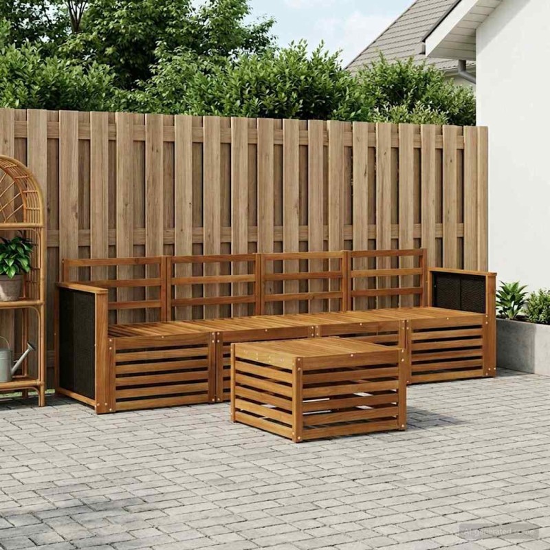 Ensemble de canapés d'extérieur 5 pcs Naturel 648971648971