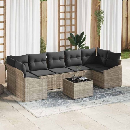 Ensemble de Canapés 8 pcs Gris clair et gris foncé polyrotin 648977648977