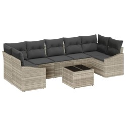 Ensemble de Canapés 8 pcs Gris clair et gris foncé polyrotin 648977648977