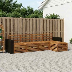Ensemble de canapés d'extérieur 5 pcs Naturel 648983648983
