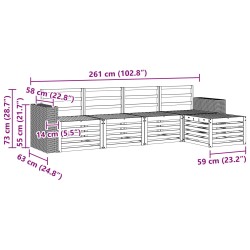 Ensemble de canapés d'extérieur 5 pcs Naturel 648983648983