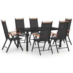 Ensemble à manger de jardin 7 pcs Aluminium Noir 648984648984
