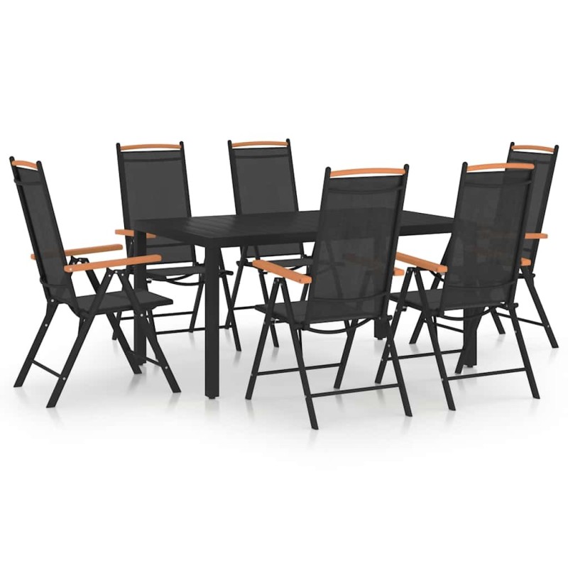 Ensemble à manger de jardin 7 pcs Aluminium Noir 648984648984