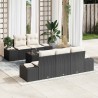 Ensemble de canapé de jardin 6 pcs Noir et Crème polyrotin 648990648990