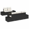 Ensemble de canapé de jardin 6 pcs Noir et Crème polyrotin 648990648990