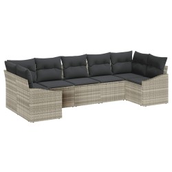 Ensemble de canapé de jardin 7 pcs Gris clair polyrotin 648993648993