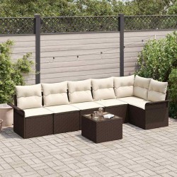 Ensemble de canapé de jardin 7 pcs Marron Poly rotin 648994648994