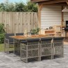 Ensemble à manger de jardin et coussins 7 pcs gris rotin 648998648998
