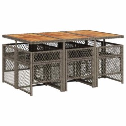 Ensemble à manger de jardin et coussins 7 pcs gris rotin 648998648998
