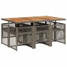 Ensemble à manger de jardin et coussins 7 pcs gris rotin 648998648998
