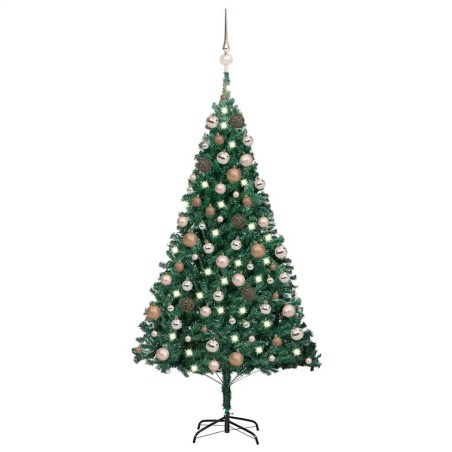 Arbre de Noël artificiel pré-éclairé et boules vert 150 cm PVC 649000649000