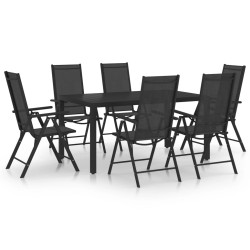 Ensemble à manger de jardin 7 pcs Aluminium Noir 649002649002