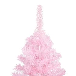 Arbre de Noël artificiel pré-éclairé et boules rose 180 cm PVC 649003649003