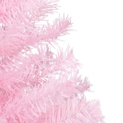 Arbre de Noël artificiel pré-éclairé et boules rose 180 cm PVC 649003649003