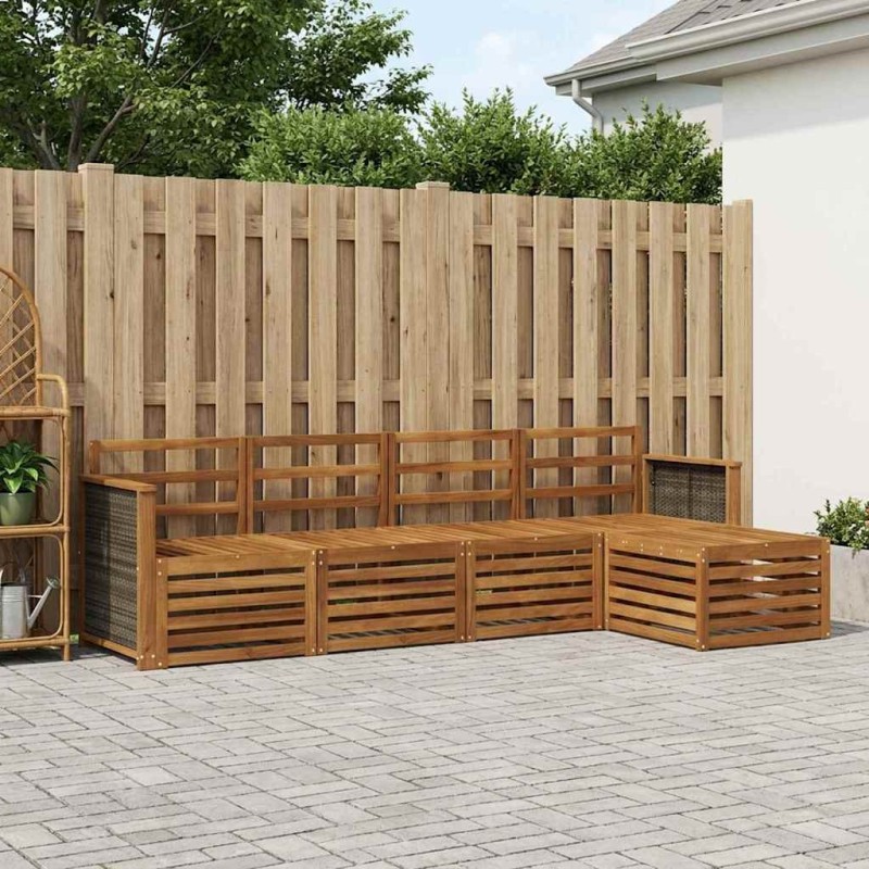 Ensemble de canapés d'extérieur 5 pcs Naturel 649006649006