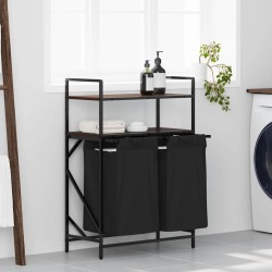Panier à linge à 2 compartiments avec étagères chêne brun 649007649007