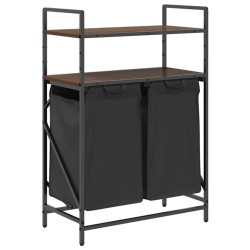 Panier à linge à 2 compartiments avec étagères chêne brun 649007649007