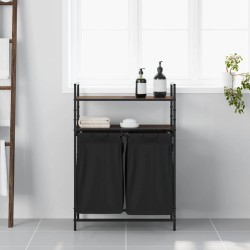 Panier à linge à 2 compartiments avec étagères chêne brun 649007649007