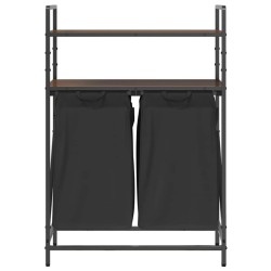 Panier à linge à 2 compartiments avec étagères chêne brun 649007649007