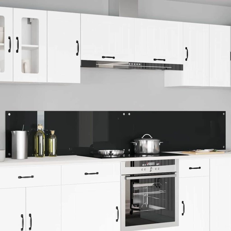 Crédence de cuisine 2 pcs Noir 120 x 40 cm verre trempé 649014649014