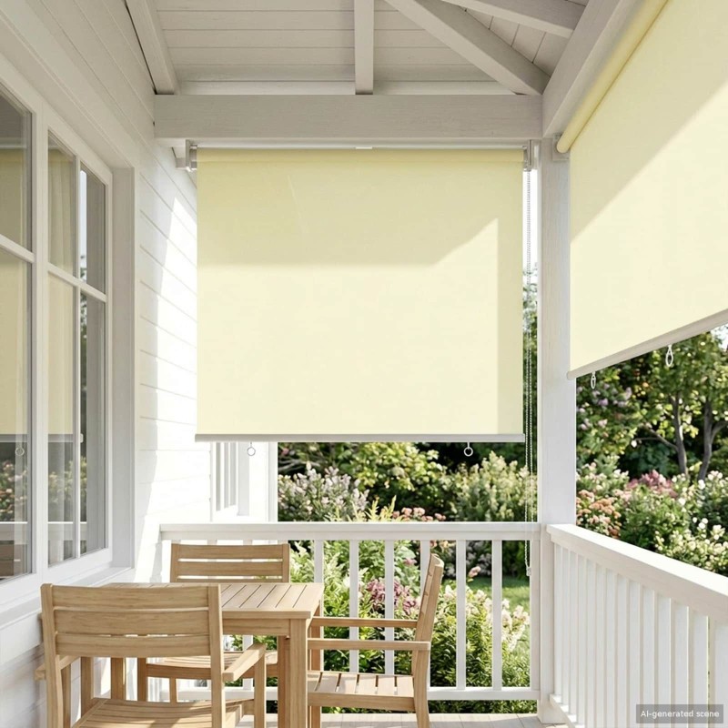 Store roulant extérieur protection UV Crème Polyester 649015649015