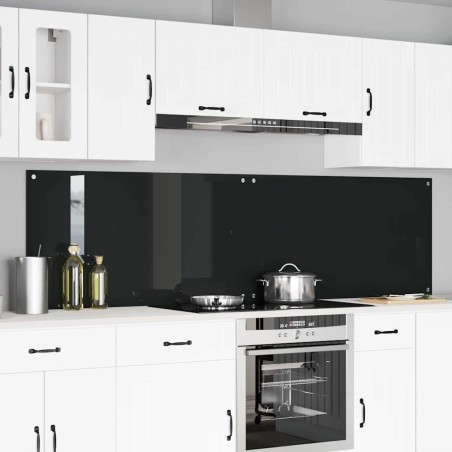 Crédence de cuisine 2 pcs Noir 110 x 60 cm verre trempé 649019649019