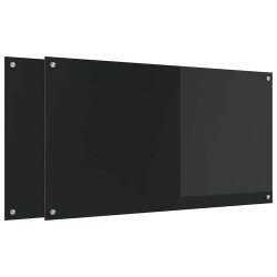 Crédence de cuisine 2 pcs Noir 110 x 60 cm verre trempé 649019649019