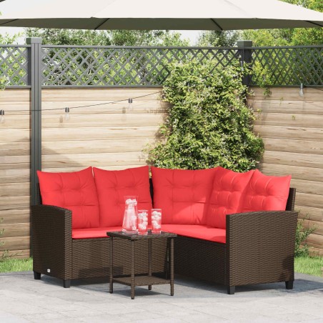Ensemble de canapés d'extérieur 2 pcs Marron et rouge polyrotin 649026649026