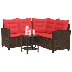 Ensemble de canapés d'extérieur 2 pcs Marron et rouge polyrotin 649026649026