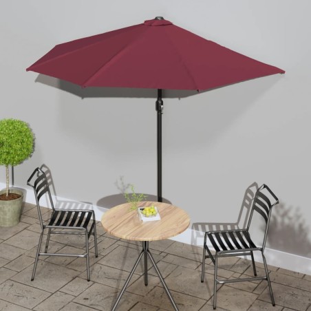 Parasol de balcon mât en aluminium Bordeaux 270x144x222 cm Demi 649039649039