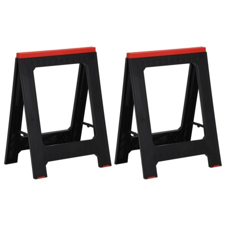 Tréteaux de travail pliables 2 pcs PP Noir et rouge 350 kg 649043649043